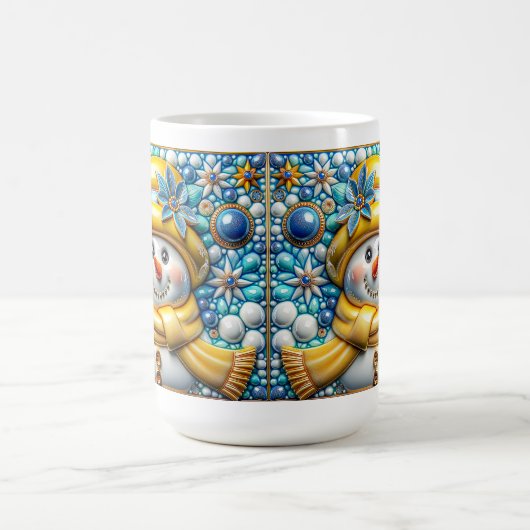 3D Yellow Christmas Snowman Kaffeetasse (Mittel)