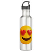 3d yellow smiling emoji face with heart shaped eye edelstahlflasche (Vorderseite)