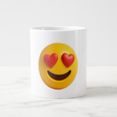 3d yellow smiling emoji face with heart shaped eye Jumbo-Tasse (Vorderseite)