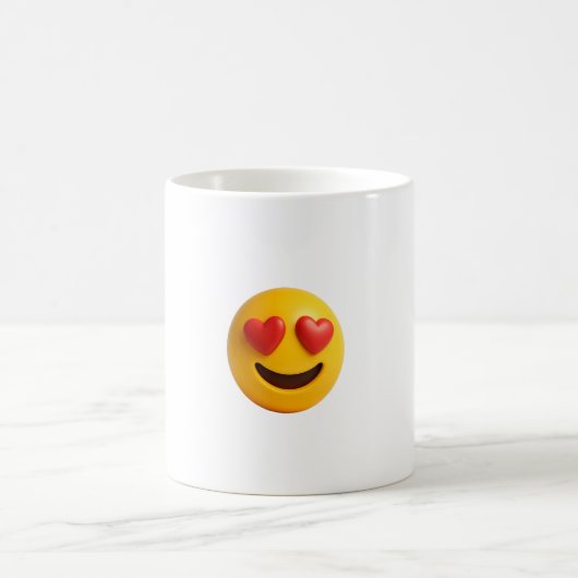 3d yellow smiling emoji face with heart shaped eye kaffeetasse (Mittel)