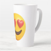 3d yellow smiling emoji face with heart shaped eye milchtasse (Rechte Ecke)