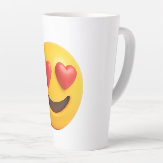 3d yellow smiling emoji face with heart shaped eye milchtasse (Rechte Ecke)