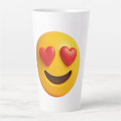 3d yellow smiling emoji face with heart shaped eye milchtasse (Vorderseite)
