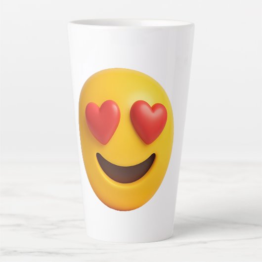 3d yellow smiling emoji face with heart shaped eye milchtasse (Vorderseite)