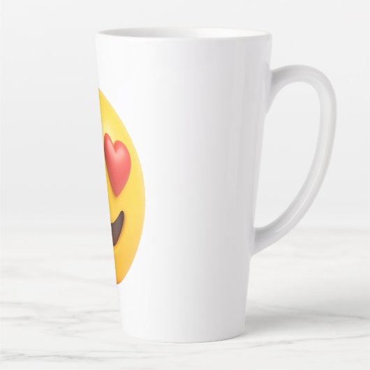 3d yellow smiling emoji face with heart shaped eye milchtasse (Rechts)