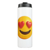 3d yellow smiling emoji face with heart shaped eye thermosbecher (Vorderseite)