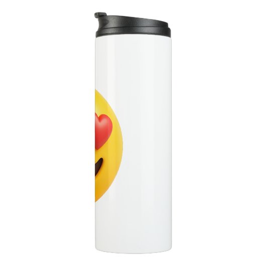 3d yellow smiling emoji face with heart shaped eye thermosbecher (Nach rechts gedreht)