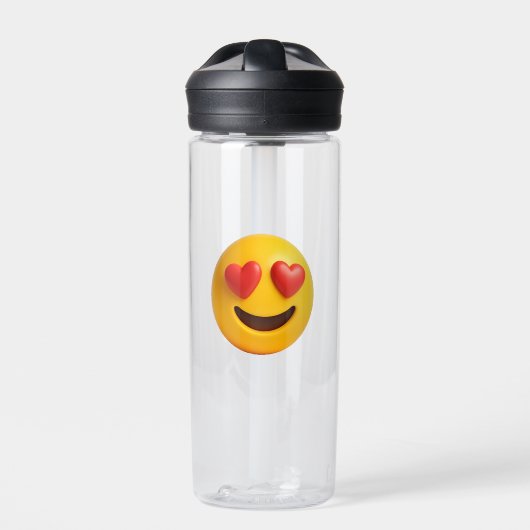 3d yellow smiling emoji face with heart shaped eye trinkflasche (Vorderseite)