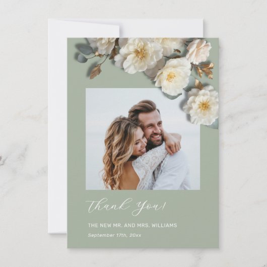 3D Yellow White Roses Dankeskarte (Vorderseite)