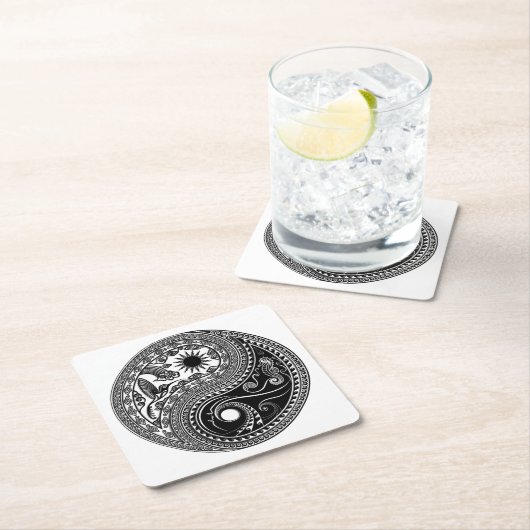 3D Yin & Yang Square Paper Untersetzer (Vor Ort)