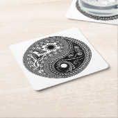 3D Yin & Yang Square Paper Untersetzer (angewinkelt)