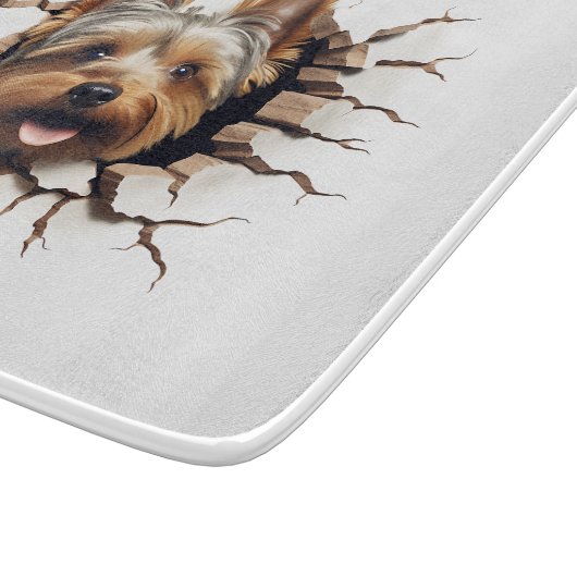 3D Yorkshire Terrier Cracked Hole Schneidebrett (Ecke)