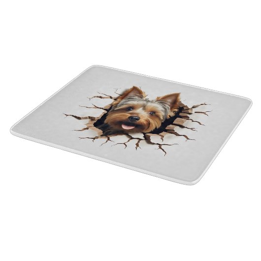3D Yorkshire Terrier Cracked Hole Schneidebrett (Ecke)