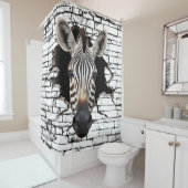 3D Zebra Wall Break - The Restaurant Duschvorhang (Beispiel)