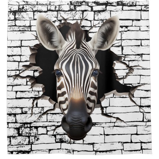 3D Zebra Wall Break - The Restaurant Duschvorhang (Vorderseite)