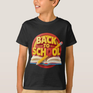 3D Zurück zur Schule Offenes Buch Bleistift-Abzeic T-Shirt