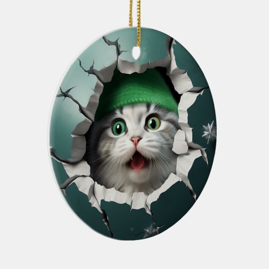 3e lustige Katze Keramik Ornament (Rechts)