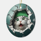 3e lustige Katze Keramik Ornament (Links)