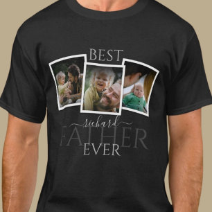 3er Foto-Collage Papa Familie unvergesslicher Vate T-Shirt