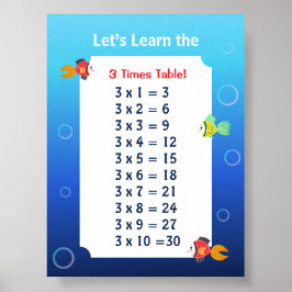 3er-Reihe Poster für Kinder | Ozean-Mathe