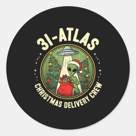 3i_atlas Christmas Delivery Crew Alien Santa Space Runder Aufkleber (Vorderseite)