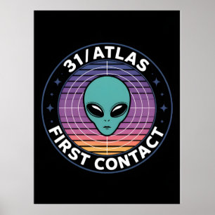 3I Atlas Glitch Style Sci-Fi Retro Weltraum Lustig Poster