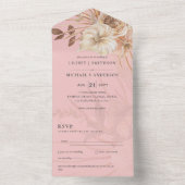 3in1 BOHO Pampas Grass Terracotta Wedding RSVP All In One Einladung (Innen Boden)