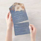 3in1 BOHO Pampas Grass Terracotta Wedding RSVP All In One Einladung (Abreißen)