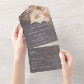 3in1 BOHO Pampas Grass Terracotta Wedding RSVP All In One Einladung (Abreißen)