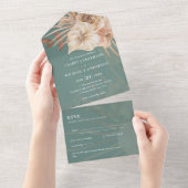 3in1 BOHO Pampas Grass Terracotta Wedding RSVP All In One Einladung (Abreißen)