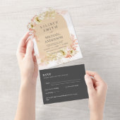 3in1 Boho Pampas Grass Wedding RSVP All In One Einladung (Abreißen)