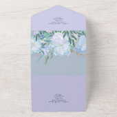 3in1 Dusty Blue Lavender Floral Wedding RSVP All In One Einladung (Außenbereich)