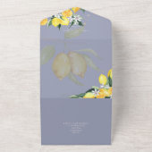 3in1 Dusty Blue LEMONS Wedding All In One Einladung (Außenbereich)