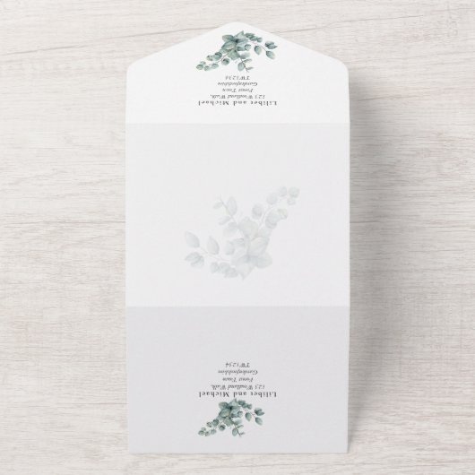 3in1 Eukalyptus Greenerity FOTO Wedding INVITE UAW All In One Einladung (Außenbereich)