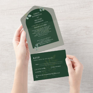 3in1 Greenery Eukalyptus Arch Wedding RSVP All In One Einladung