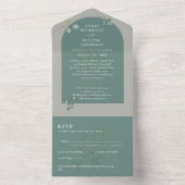 3in1 Greenery Eukalyptus Arch Wedding RSVP All In One Einladung (Innen Boden)