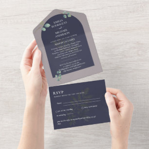 3in1 Grünes Eukalyptus-Tor Hochzeit RSVP All In One Einladung