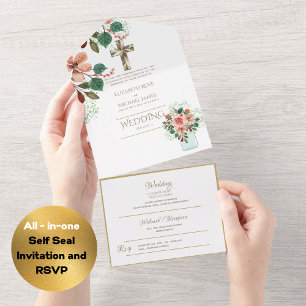 3in1 Katholische Hochzeit lädt zur UAWG von Floral All In One Einladung