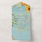 3in1 Monogram Sonnenblumen Pampas Grass Wedding RS All In One Einladung (Innen Boden)