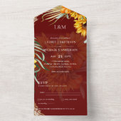 3in1 Monogram Sonnenblumen Pampas Grass Wedding RS All In One Einladung (Innen Boden)