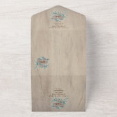 3in1 Rustic Light Wood Heart FOTO Wedding RSVP All In One Einladung (Außenbereich)