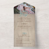 3in1 Rustic Light Wood Heart FOTO Wedding RSVP All In One Einladung (Innen Boden)