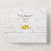 3in1 Rustikale Sonnenblumen Woodland Wedding RSVP  All In One Einladung (Rückseite)