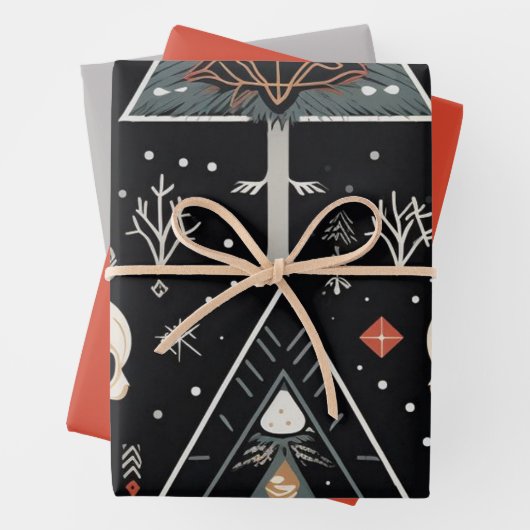 3pc. Baumbestand und Schädelpapier Geschenkpapier Set (Beispiel)