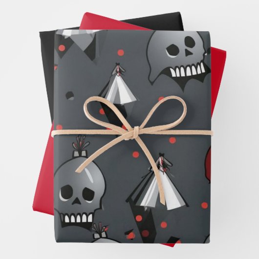 3pc. Creepisches Weihnachtskulptepapier Geschenkpapier Set (Beispiel)