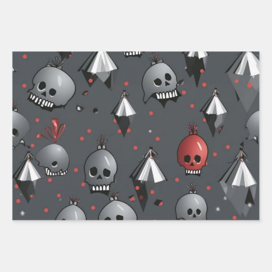 3pc. Creepisches Weihnachtskulptepapier Geschenkpapier Set (Vorderseite)