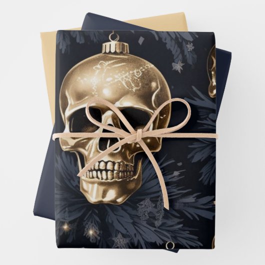 3pc Gold Skull Wrapping Paper Geschenkpapier Set (Beispiel)