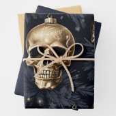 3pc Gold Skull Wrapping Paper Geschenkpapier Set (Beispiel)