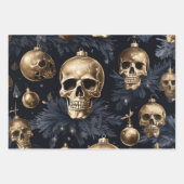 3pc Gold Skull Wrapping Paper Geschenkpapier Set (Vorderseite)