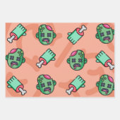 3pc mm, Gehirne... Halloween Wrapping Paper Sheets Geschenkpapier Set (Vorderseite)